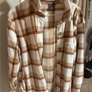 Eddie Bauer Brown and Cream Plaid Shirt